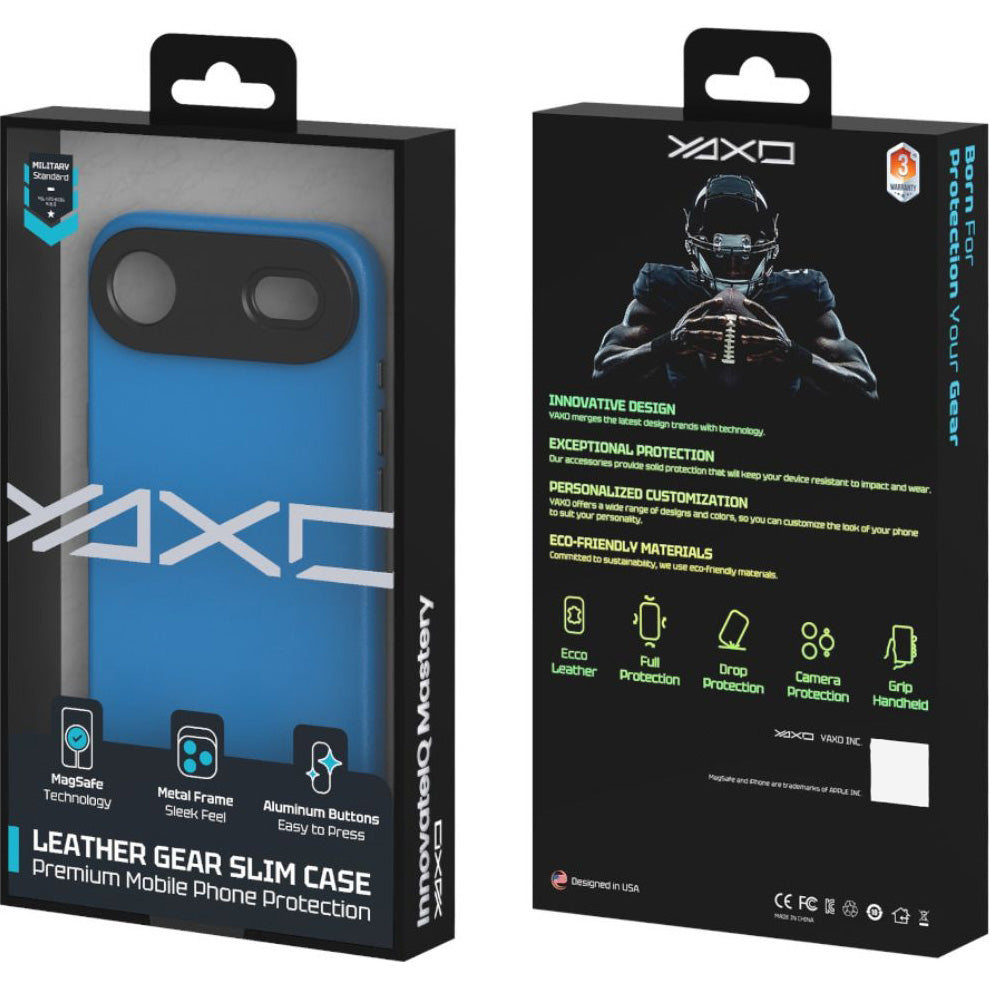 Handyhülle für iPhone Air, YAXO Leather Gear Slim Case MagSafe, Blau