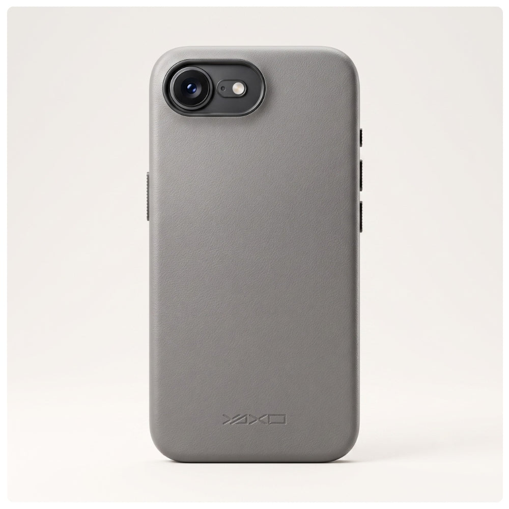 Handyhülle YAXO Leather Gear Slim Case MagSafe für iPhone 17e, grau (4/12)