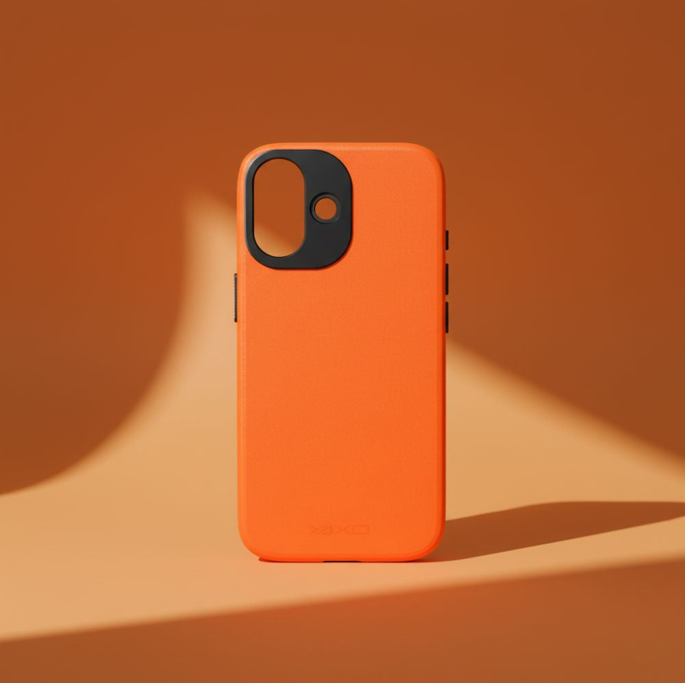 Handyhülle für iPhone 17, YAXO Leather Gear Slim Case MagSafe, Orange