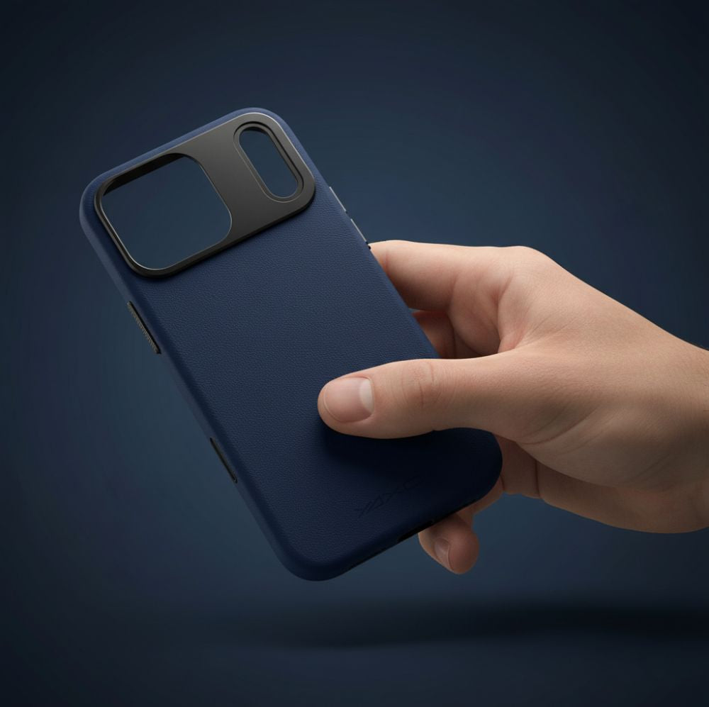 Handyhülle für iPhone 17 Pro, YAXO Leather Gear Slim Case MagSafe, Dunkelblau