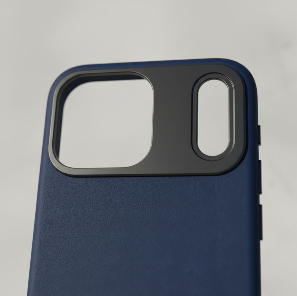 Handyhülle für iPhone 17 Pro, YAXO Leather Gear Slim Case MagSafe, Dunkelblau