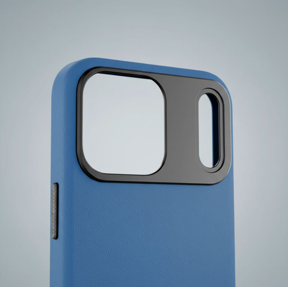 Handyhülle für iPhone 17 Pro, YAXO Leather Gear Slim Case MagSafe, Blau