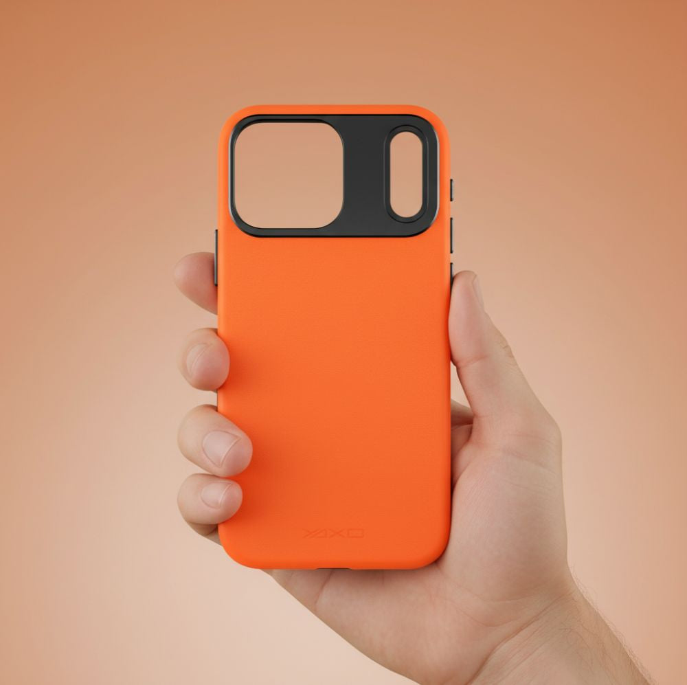 Handyhülle für iPhone 17 Pro, YAXO Leather Gear Slim Case MagSafe, Orange