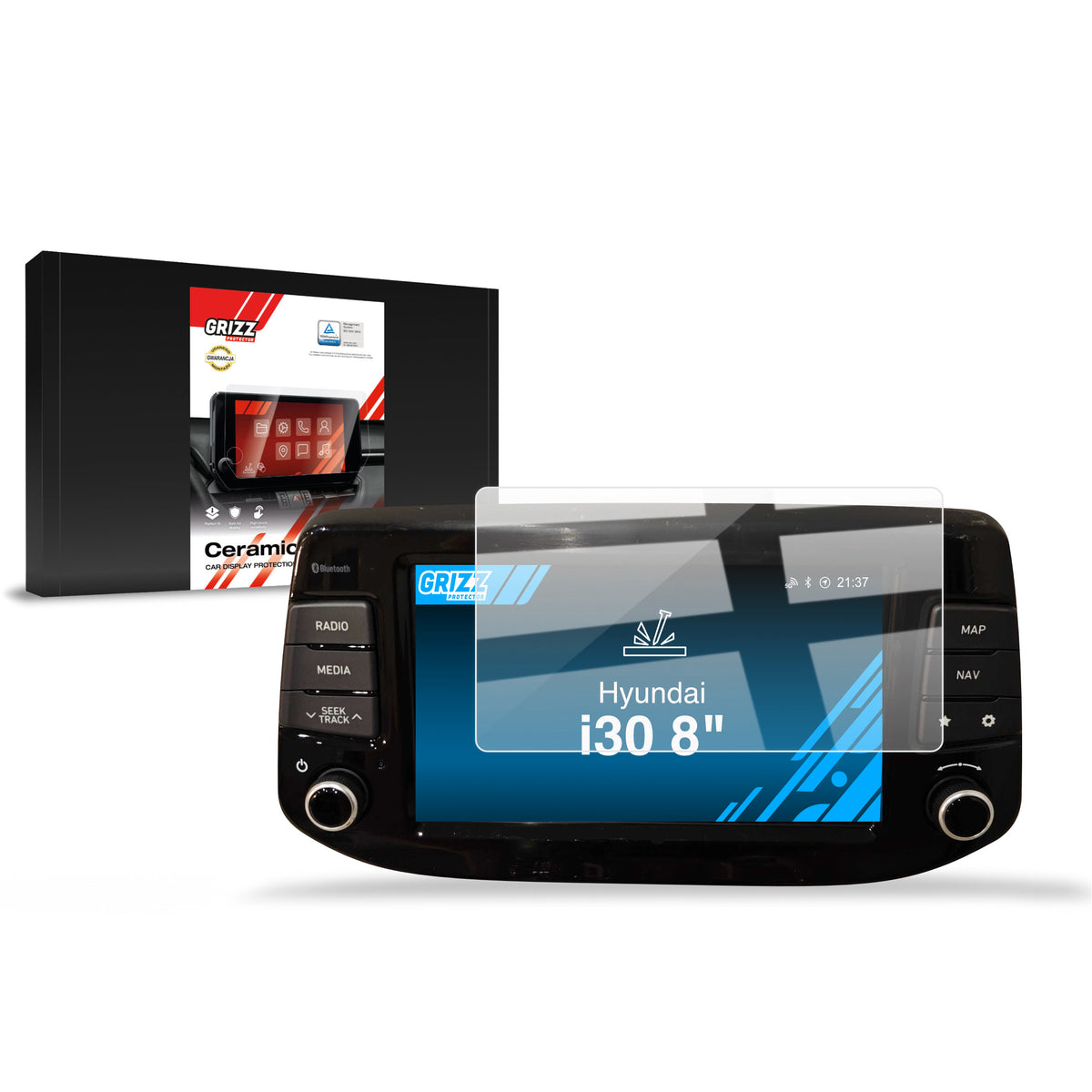 Keramische Autodisplayfolie für Hyundai i30 8" (2016-2020), Grizz Protector