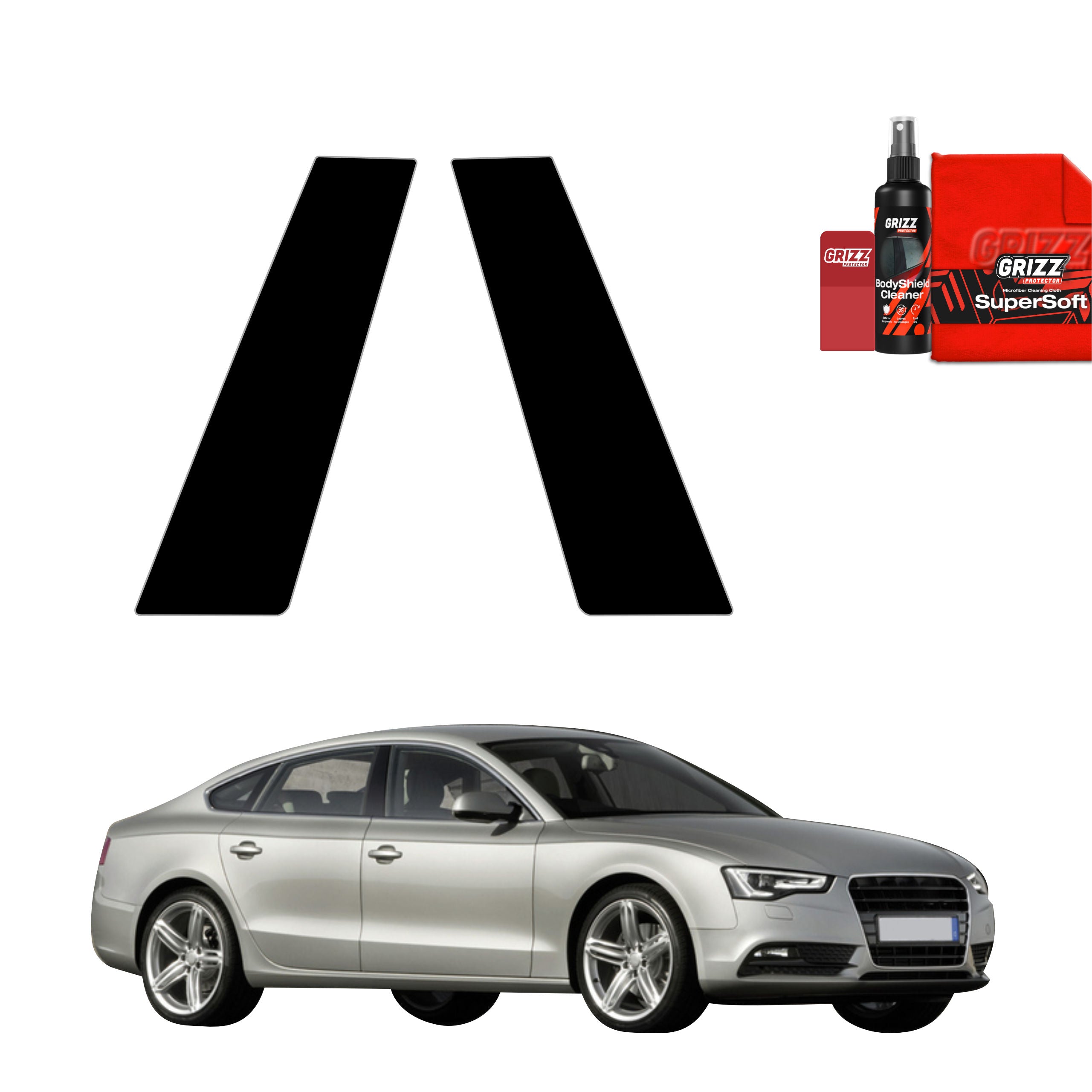 2in1 Schwarze Grizz Protector schutzfolie für B-C-Säule - Audi A5 8T SUV 5D (2007-2016)