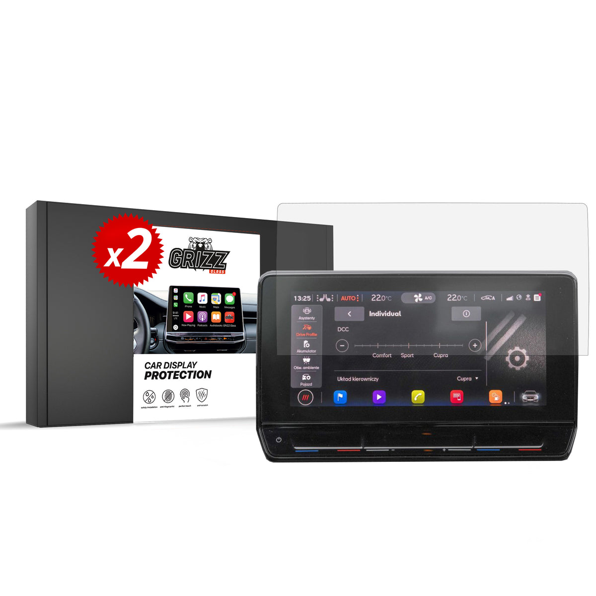 Keramische Autodisplayfolie für Cupra Formentor 10" (2020-2024), Grizz Protector, 2 Stück
