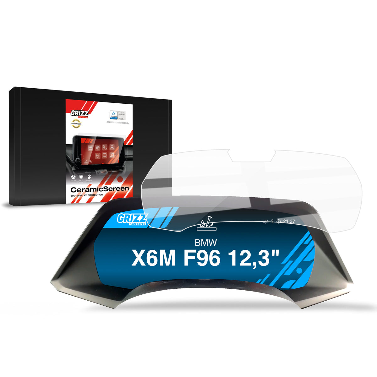 Keramische Autodisplayfolie für BMW X6M F96 Live Cockpit Sensor 12,3" (2019-2023), Grizz Protector