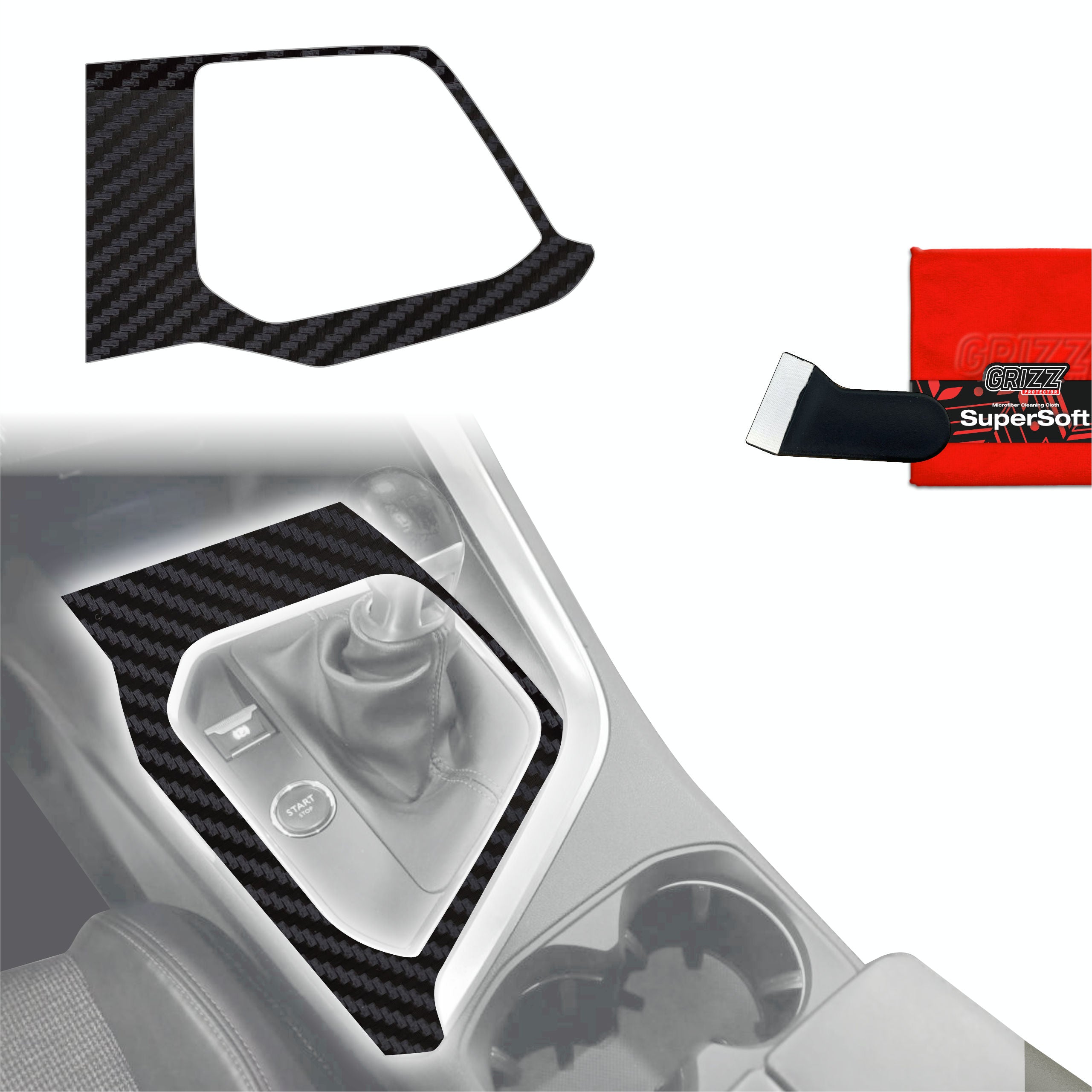 Schutzfolien Grizz Protector für Mittelkonsole - Peugeot 3008 (2016-2020) Carbon Optik Matt Antifingerprint