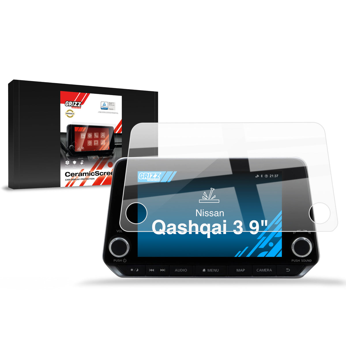 Keramische Autodisplayfolie für Nissan Qashqai 3 9" (2021-...), Grizz Protector