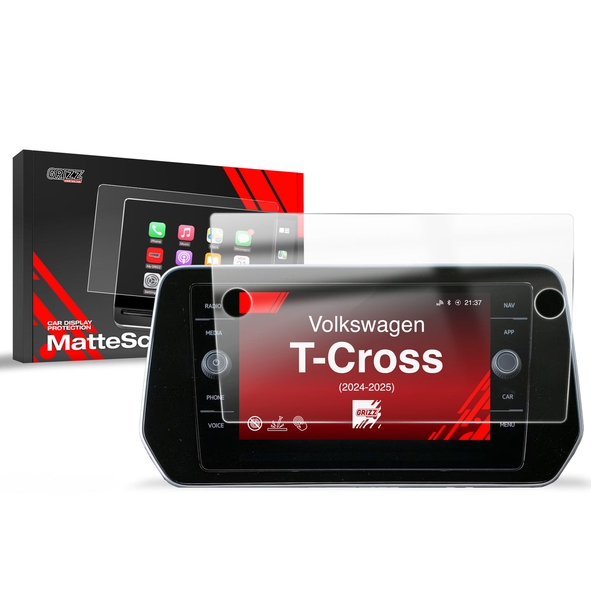 Matte Autodisplayfolie für Volkswagen T-Cross Discover Media (2024-2026), Grizz Protector