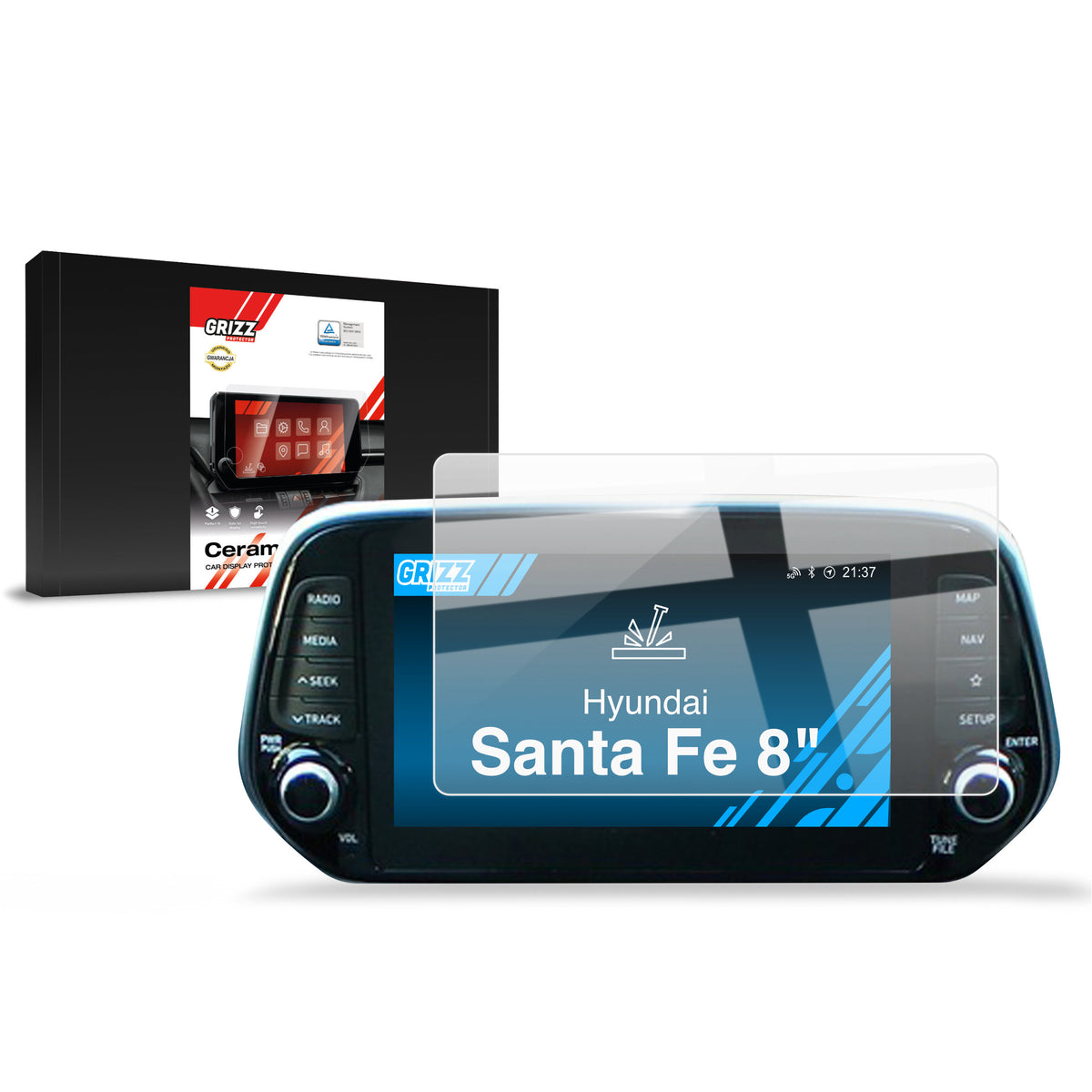 Keramische Autodisplayfolie für Hyundai Santa Fe 8" (2019-2023), Grizz Protector