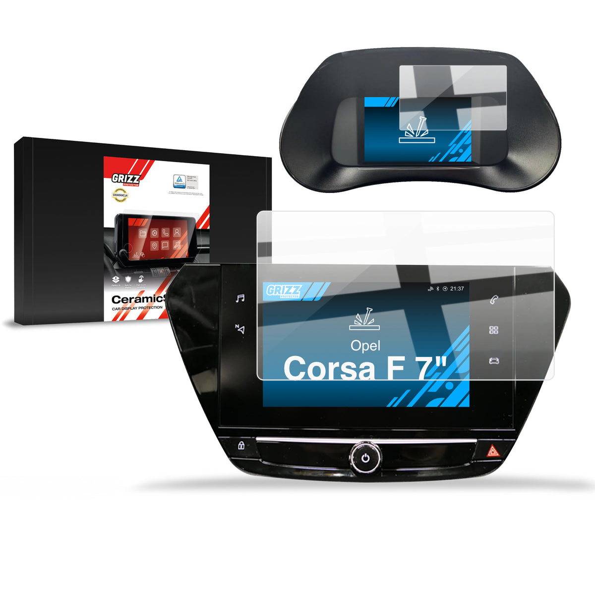 Keramische Autodisplayfolie 2in1 für Opel Corsa F 7" (2020-2024), Grizz Protector