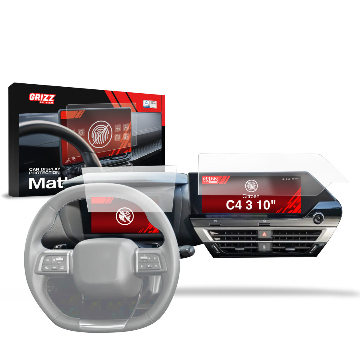 Matte Autodisplayfolie 2in1 für Citroen C4 3 10" (2021-2024), Grizz Protector