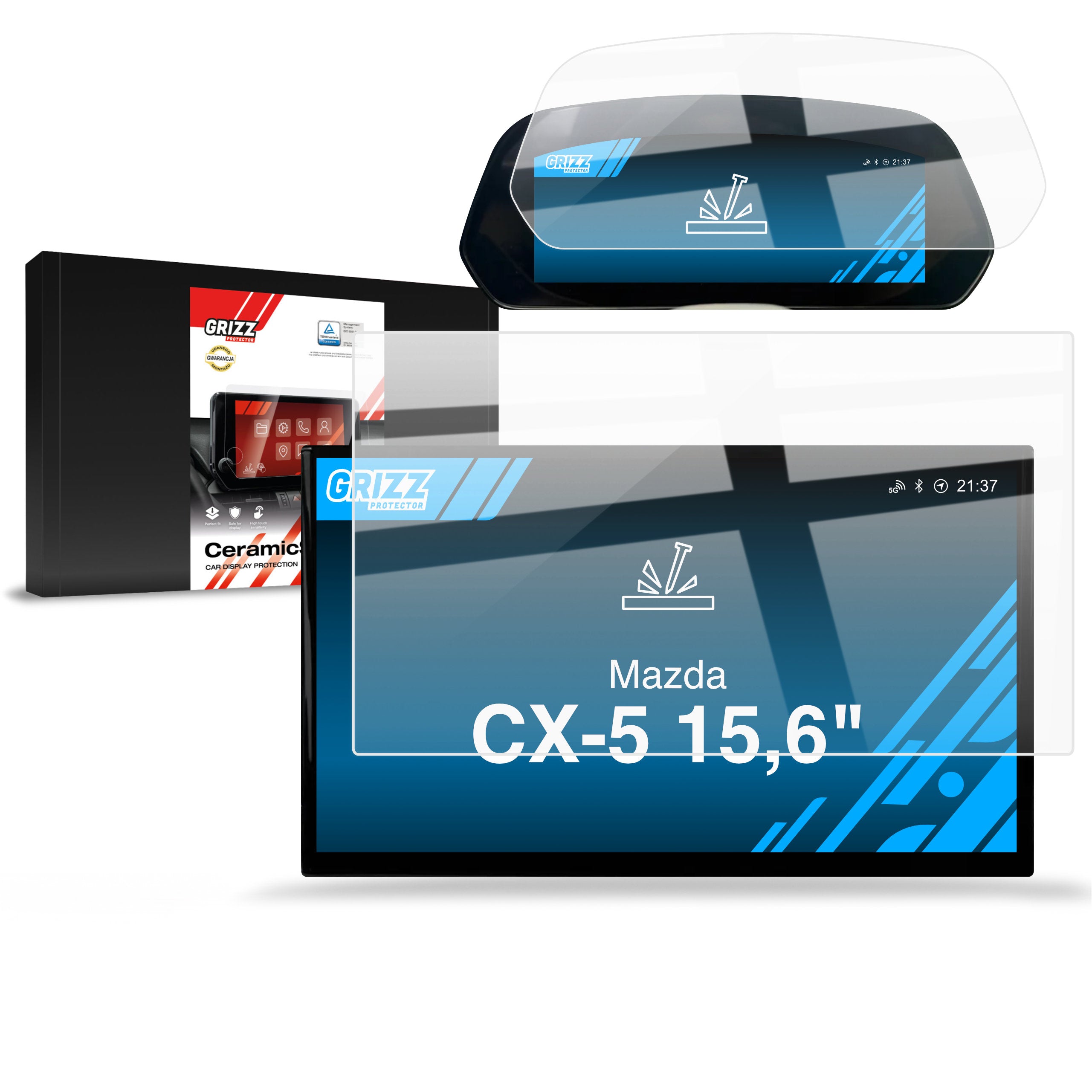 Keramische Autodisplayfolie 2in1 für Mazda CX-5 15,6" (2026), Grizz Protector