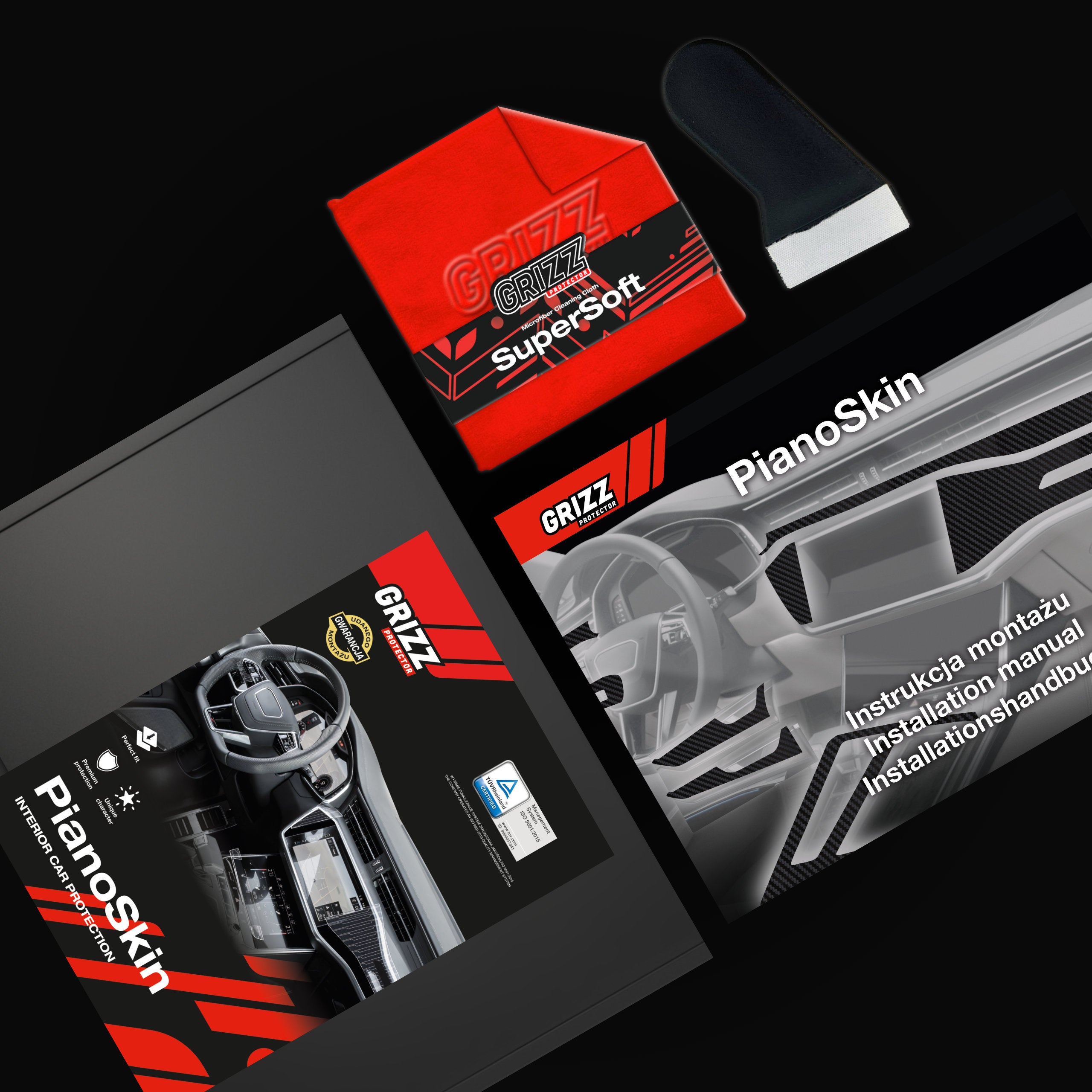 5in1 Schutzfolien Grizz Protector für Mittelkonsole & Armaturenbrett - Audi A3 8Y (2020-2024) Schwarz Matt Antifingerprint