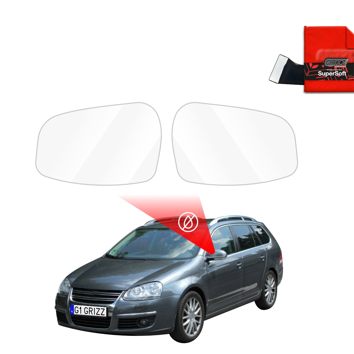 Regenschutzfolie Grizz Protector für Außenspiegel - Volkswagen Golf 5 Variant (2003-2009)