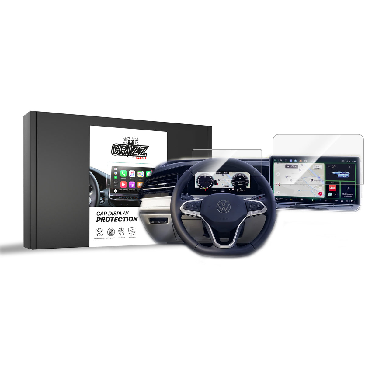 Keramische Autodisplayfolie 2in1 für Volkswagen Passat B9 15" (2024-2026), Grizz Protector