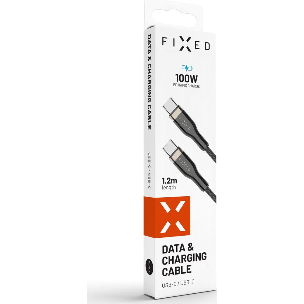 Kabel USB-C zu USB-C, Fixed Braided Cable 100W 1,2m, Schwarz