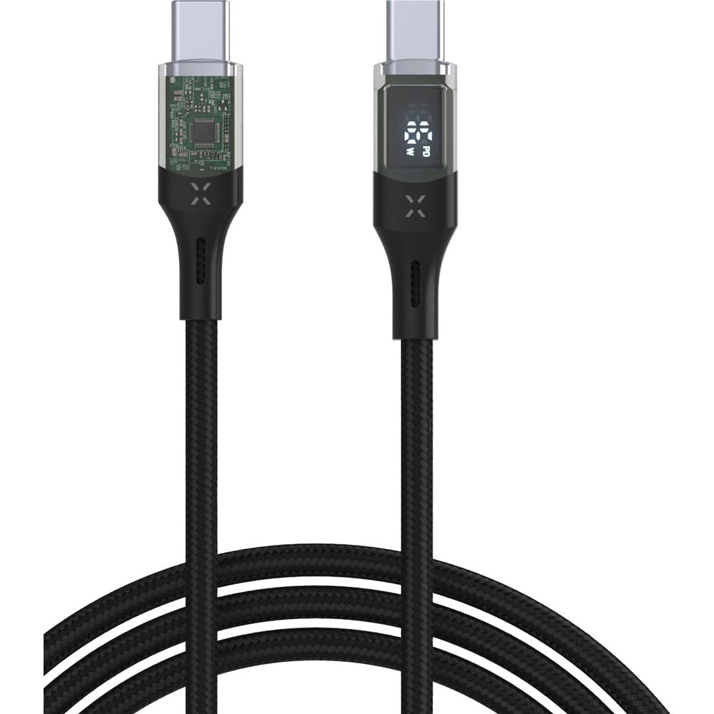 Kabel mit Display USB-C PD 3.0 100W 5A, Fixed Display, 2 m, Schwarz
