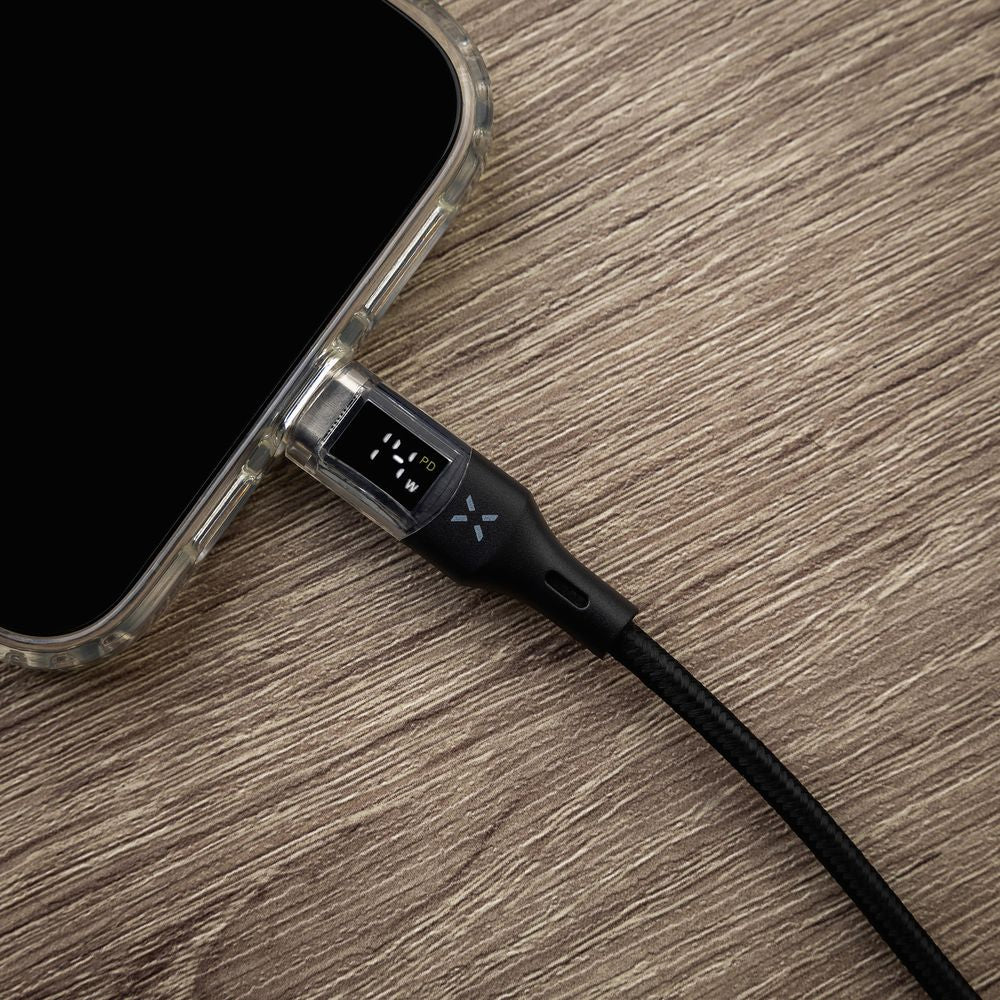 Kabel mit Display USB-C PD 3.0 100W 5A, Fixed Display, 2 m, Schwarz