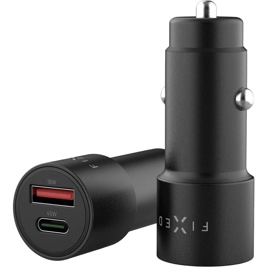 Autoladegerät mit USB-C PD 3.0 und USB-A, 63W, Fixed Car Charger, Schwarz