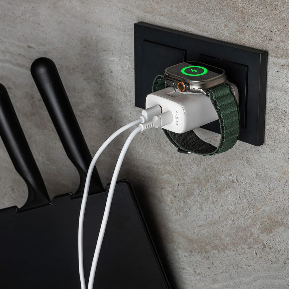 Ladegerät Fixed Power Socket USB-C / USB-A / Apple Watch 33W, Weiß