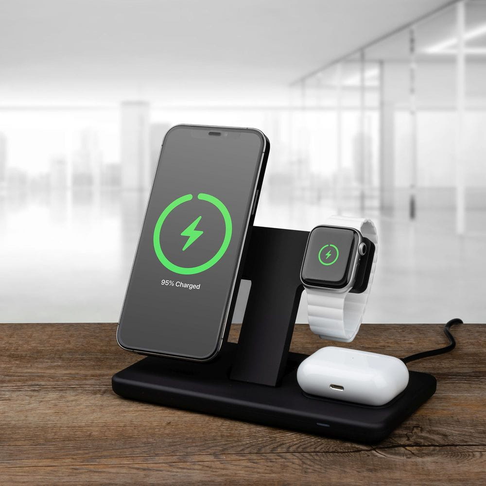 Induktives Ladegerät 3in1, Qi, 15W, MagSafe, Fixed Powerstation Wireless Charging