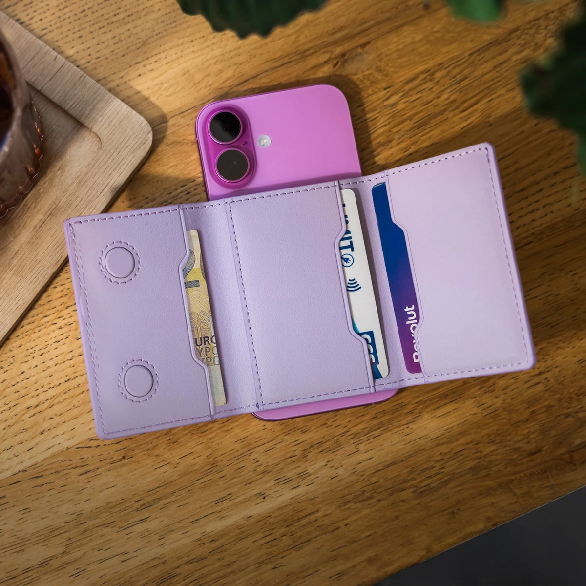 Kartenhalter für MagSafe, Fixed Mag Wallet Trifold, Violett