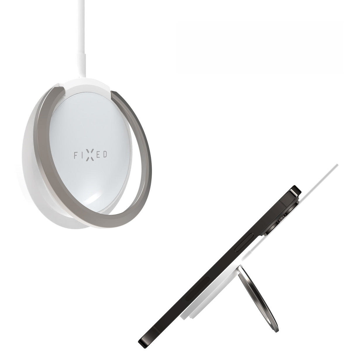 Induktives Ladegerät Qi 15W, mit MagSafe, Fixed MagPad, Weiß