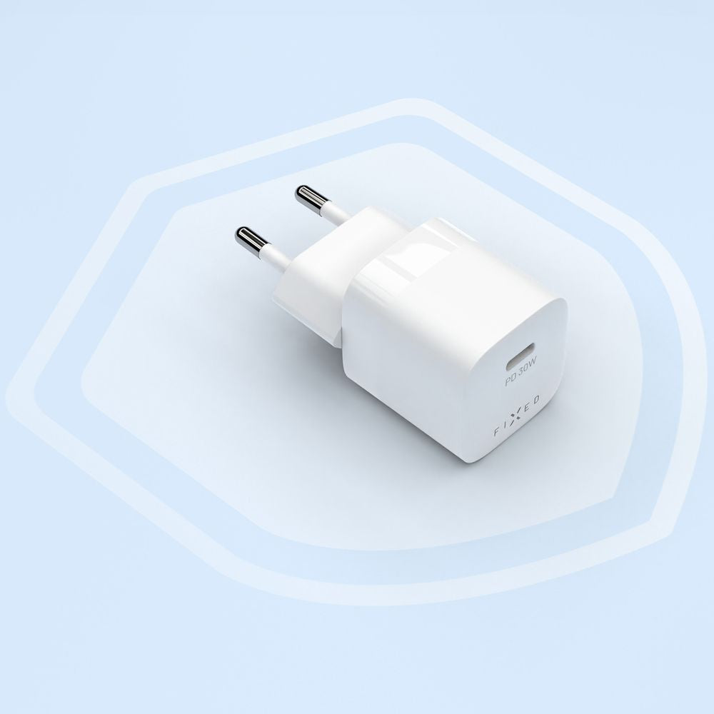 Netzladegerät GaN USB-C PD 3.0, 30W, QC 4.0+, AFC, FCP, SCP, Kompakt, Fixed Mini PD 30 GaN Charger, Weiß
