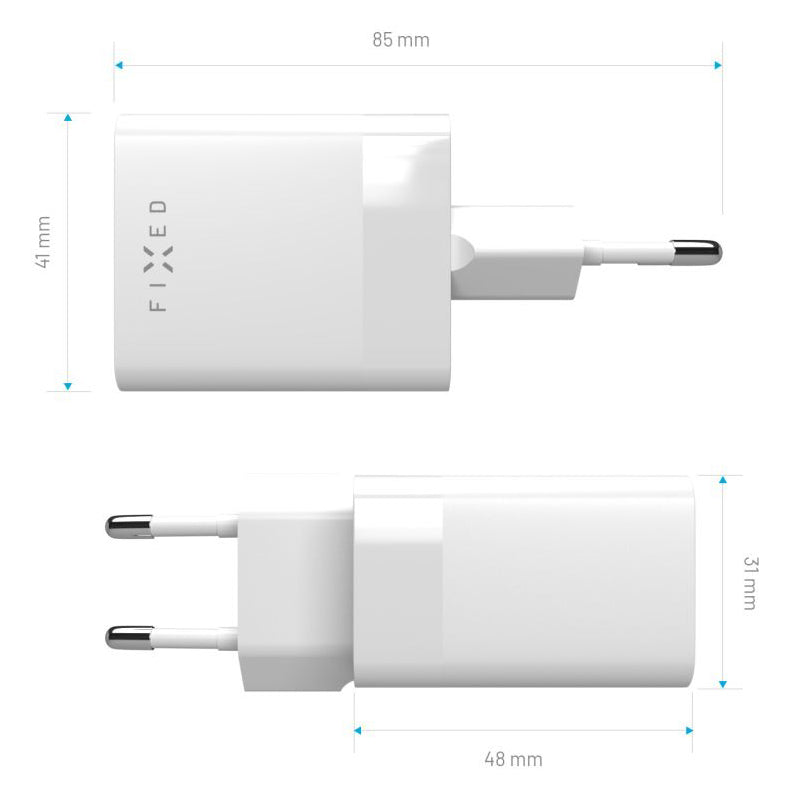 Netzladegerät mit USB-C PD und USB-A, 45W, Fixed Mini Travel Charger, Weiß