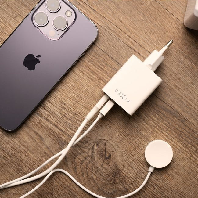 Netzladegerät mit USB-C PD und USB-A, 45W, Fixed Mini Travel Charger, Weiß