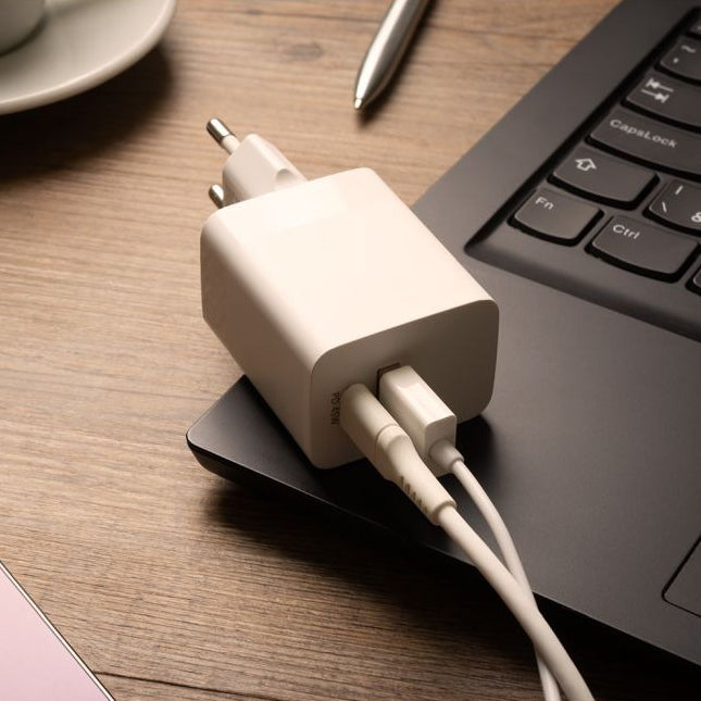 Netzladegerät mit USB-C PD und USB-A, 45W, Fixed Mini Travel Charger, Weiß