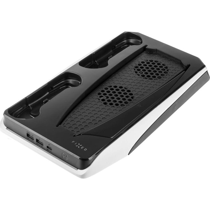 Multifunktionale Ladestation mit Kühlfunktion für PlayStation 5, Fixed Multifunctional Stand Station, Schwarz und Weiß