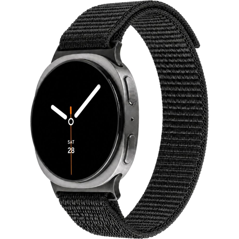 Armband aus Nylon für Galaxy Watch 9 40 mm / 44 mm / 8 40 mm / 44 mm / 8 Classic 46 mm, Fixed Sporty Strap, Schwarz