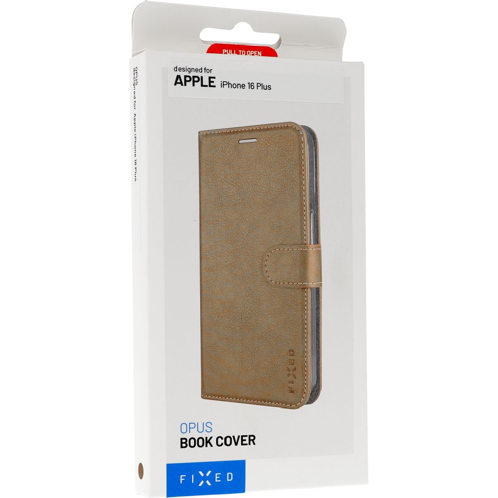 Handyhülle für iPhone 16 Plus, Fixed Book Case Opus, Braun