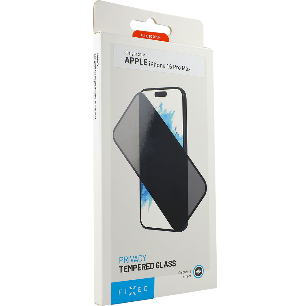 Gehärtetes Glas für iPhone 16 Pro Max, Fixed Privacy Full Cover, Transparent mit Schwarzen Rahmen