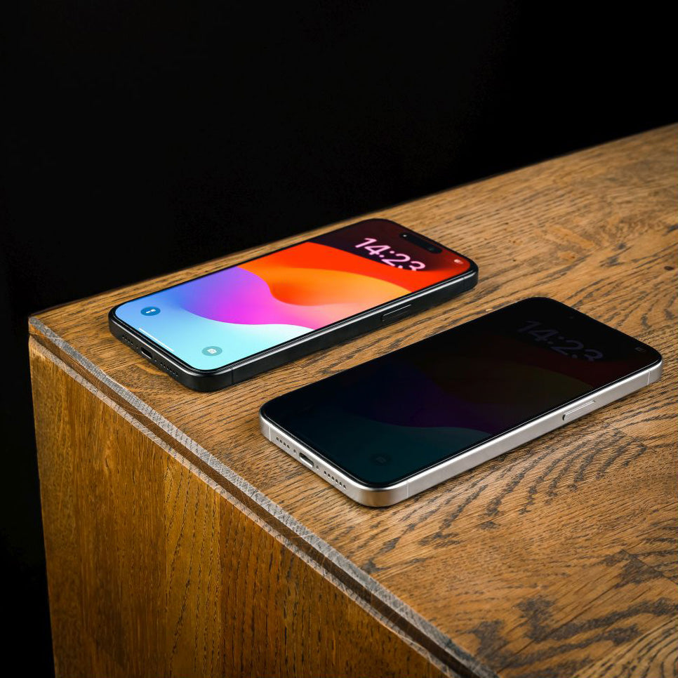Gehärtetes Glas für iPhone 16 Pro Max, Fixed Privacy Full Cover, Transparent mit Schwarzen Rahmen
