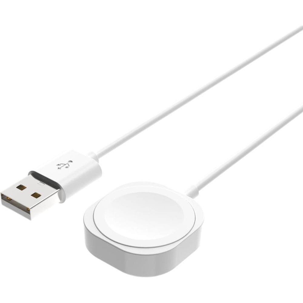 USB-A zu Apple Watch Ladekabel 1m in Weiß, Qi-kompatibel, zum sicheren und schnellen Aufladen. Ideal für Apple Watch Serie, SE und Ultra.
