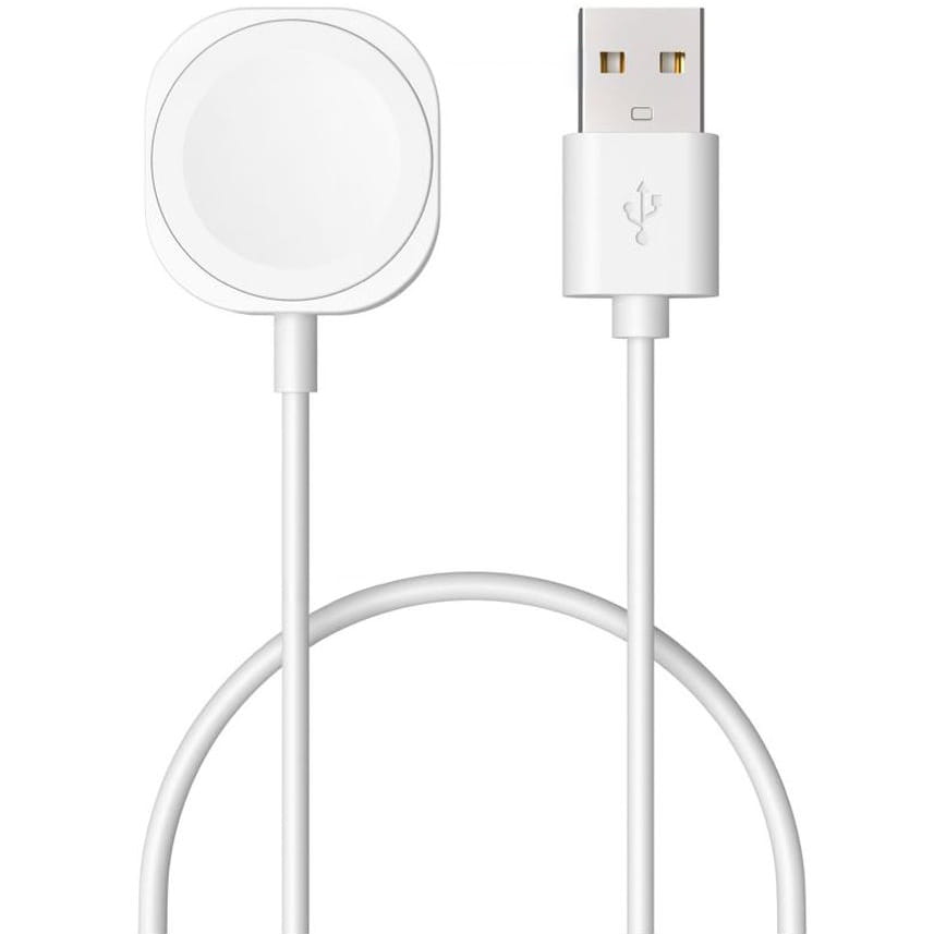 USB-A zu Apple Watch Ladekabel in Weiß, 1m, für schnelles und sicheres Laden von Apple Watch Modellen, SE und Ultra.