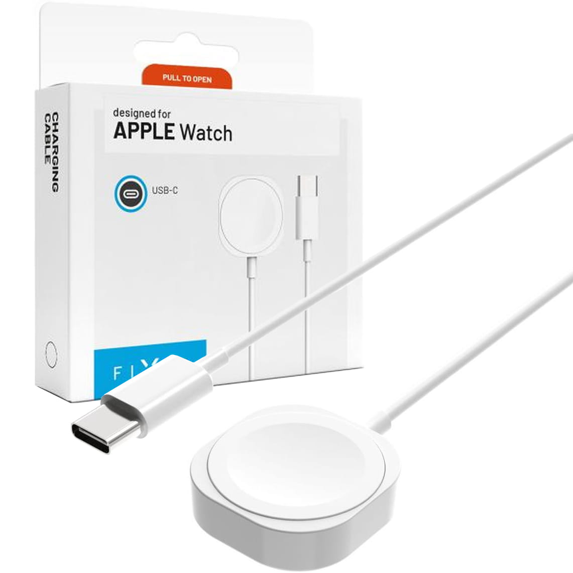 USB-C Ladegerät für Apple Watch, 2,5W Kabel, Qi kompatibel, 1m, Weiß, geeignet für Apple Watch SE und Ultra Modelle.