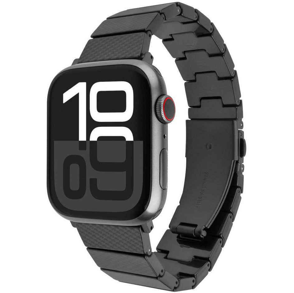 Armband für Apple Watch 42/41/40/38 mm, Fixed Resin, Schwarz Karbon