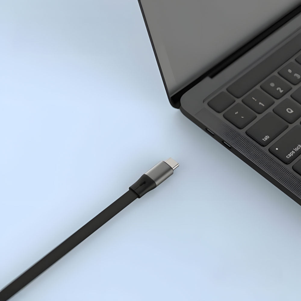USB-C-Spiralkabel, Fixed Retractable USB-C zu USB-C, 100W PD, 1 m, Grau