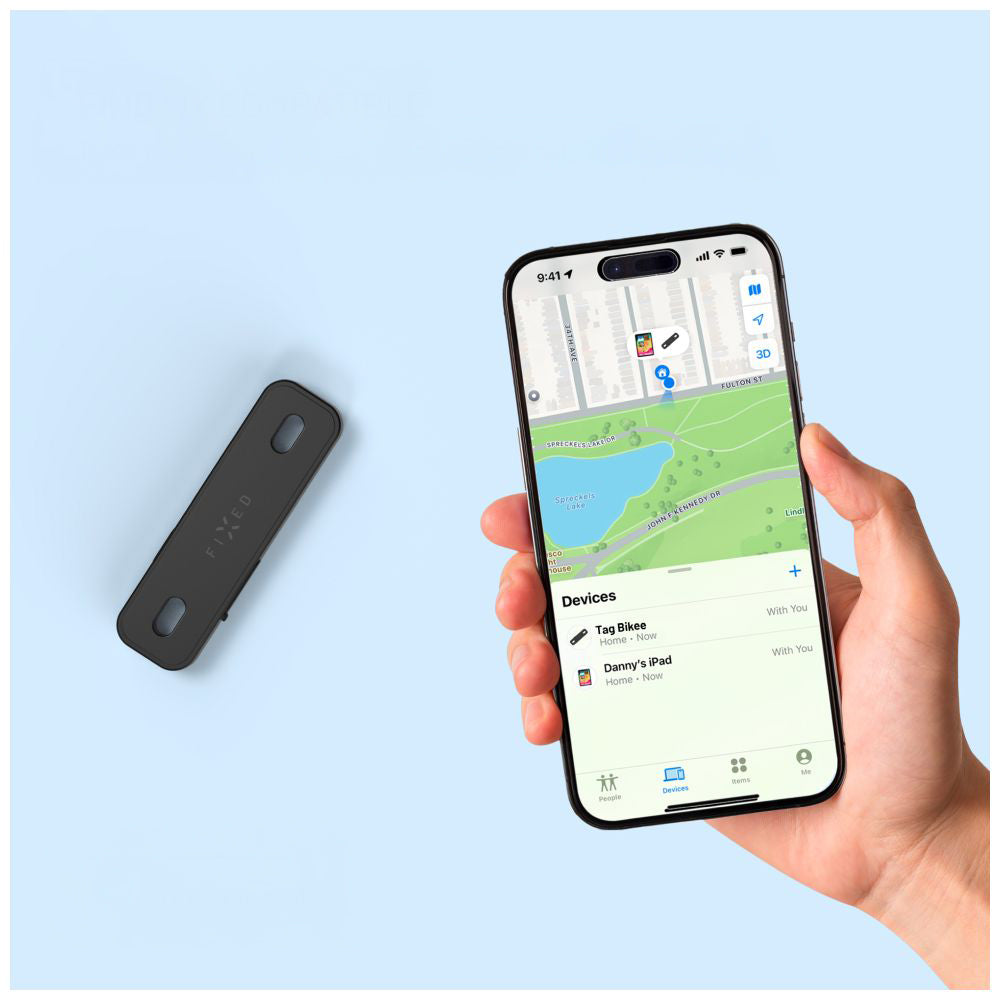 Diskreter Fahrrad-Ortungsgerät Fixed Tag Bikee mit Find My-Unterstützung, Schwarz