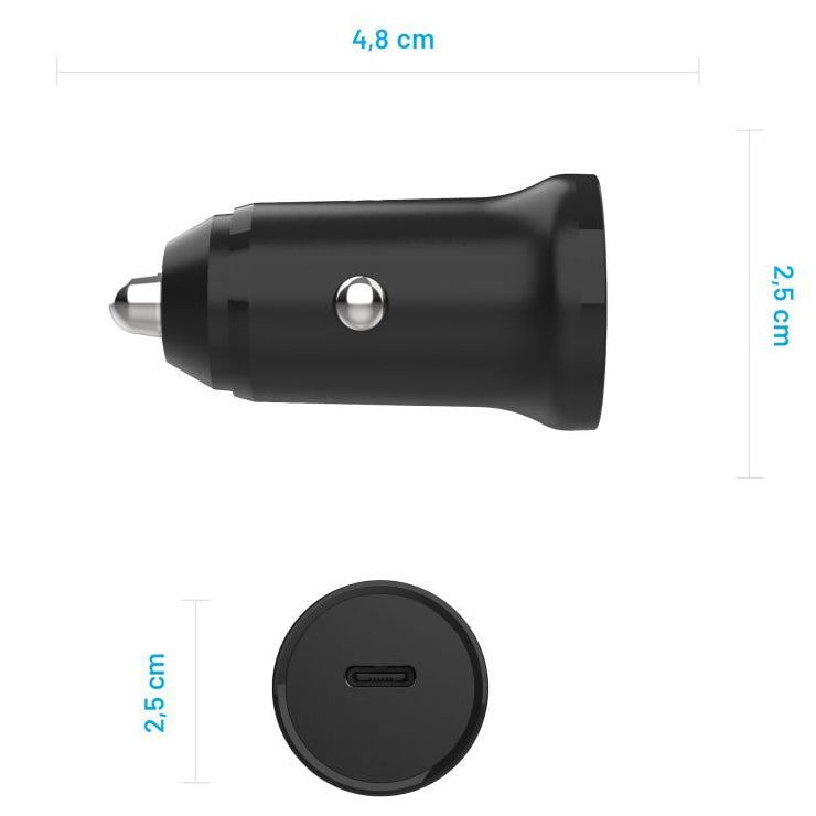 Autoladegerät mit USB-C PD 20W, Fixed Car Charger, Schwarz