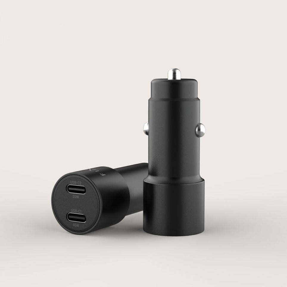 Autoladegerät 65W mit 2x USB-C PD 3.0, Fixed Car Charger, Schwarz