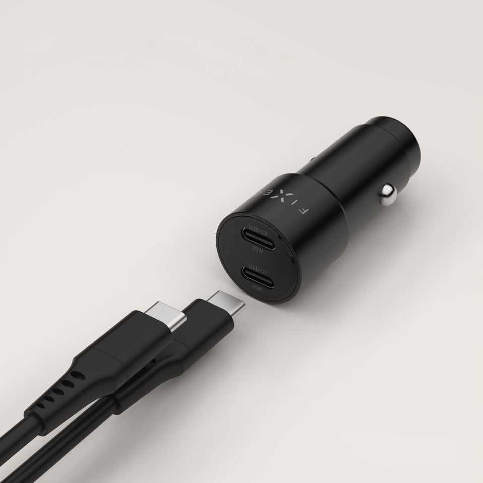 Autoladegerät 65W mit 2x USB-C PD 3.0, Fixed Car Charger, Schwarz
