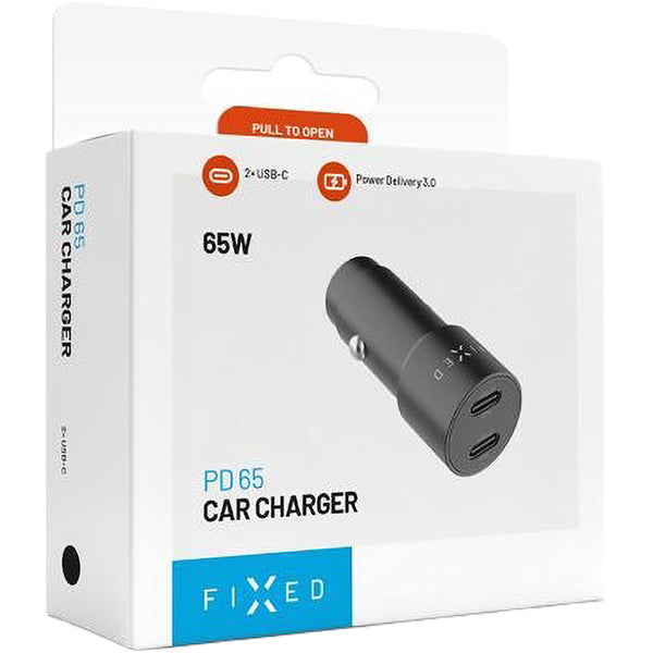 Autoladegerät 65W mit 2x USB-C PD 3.0, Fixed Car Charger, Schwarz