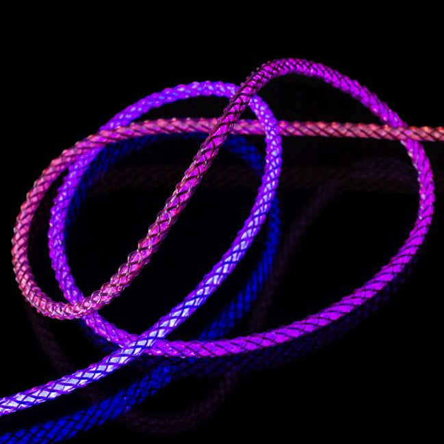Kabel USB-C PD 60W mit RGB-Beleuchtung, Fixed Glowing Rainbow, 1.2 m, Mehrfarbig