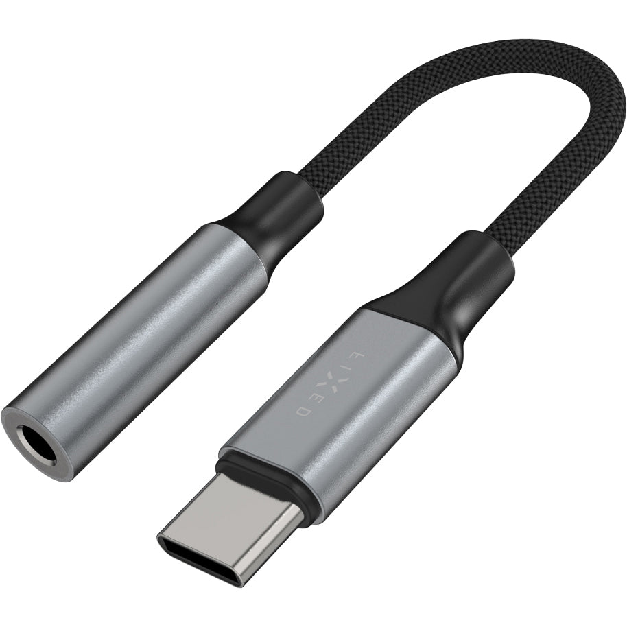 Adapter Audio USB-C (Stecker) auf 3.5 mm Klinke (Buchse), Fixed Link, Dunkelgrau